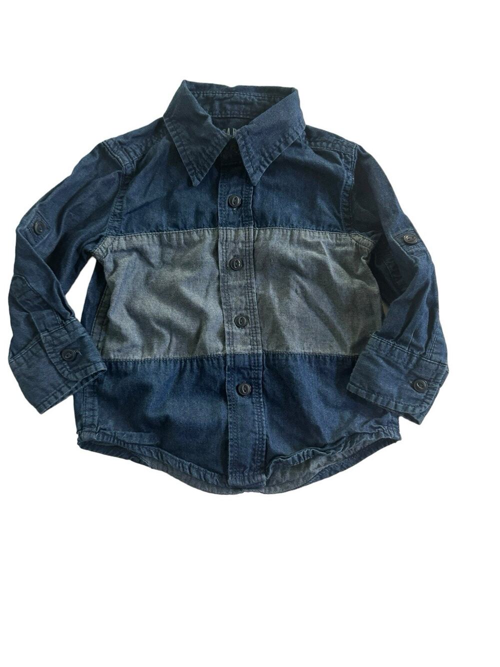 Baby Gap Blue Denim Chambray Long Sleeve Button Shirt 12-24 Months #2950